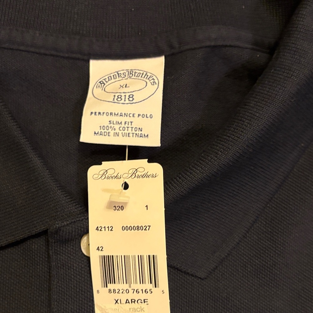 Brooks Brothers Dark Blue Polo Shirt with Gold Logo - Picture 3 of 4